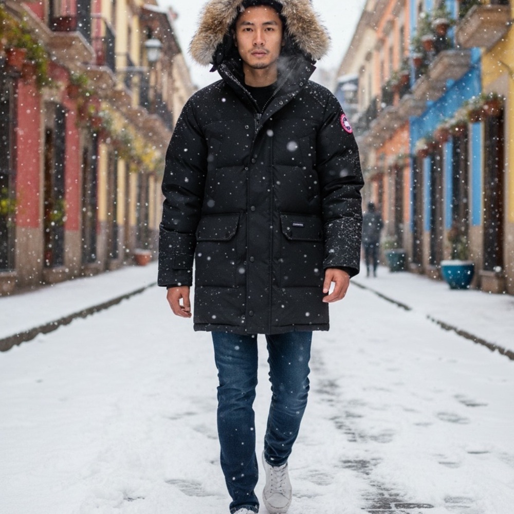 Canada Goose Black Puffer Jacket with Fur Trim